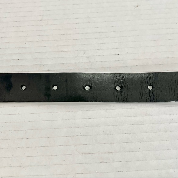 Ralph Lauren Classic Chic Black Leather Textured Belt Women’s M Gold Logo Charm - Picture 9 of 10